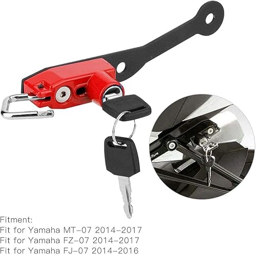 Miniatura 2 de Aramox Soporte antirrobo para casco, aleación de aluminio, rojo, cerradura de llave, Yamaha MT-07 FZ-07 FJ-07