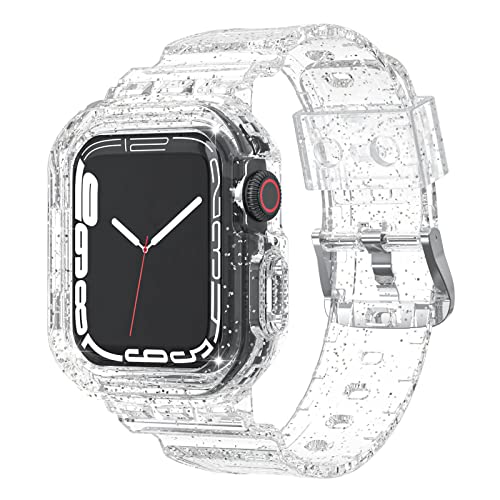 Miimall Clear Strap Compatible with Apple Watch SE Series 8/7/6/5/4/3/2/1