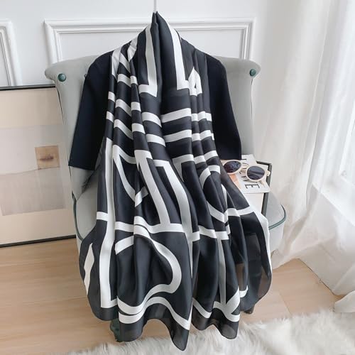 Image of MALINA Women's Polyester Silk Satin Stole Scarf - Soft Lightweight Fashion Wrap, Elegant Floral & Gradient Design, summer stole,Scarf For Women,Premium Stole,Large Size 180x90 cm'