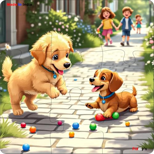 Image of Fiddlys Single Layered Wooden Jigsaw Puzzle Games for Children & Kids -9 Pieces Age 2 3 4 5 6 Year Old Years Old Girls & Boys Animals Jigsaw Puzzle (Pack of 4 PET Animal)