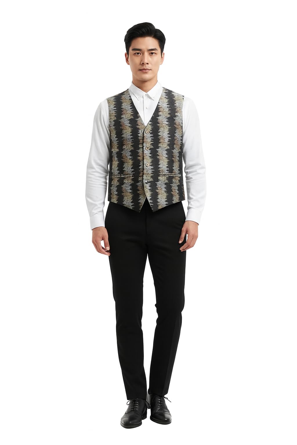 Elegant Men's Formal Waistcoat, Cream White with Decorative Buttons, Business Attire Vest for Professional Wear-picture-21