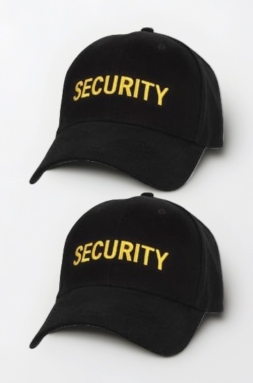 Quality Fab Unisex-Adult Security Guard Accessories Cotton Cap Embroidered 2 Pcs Black