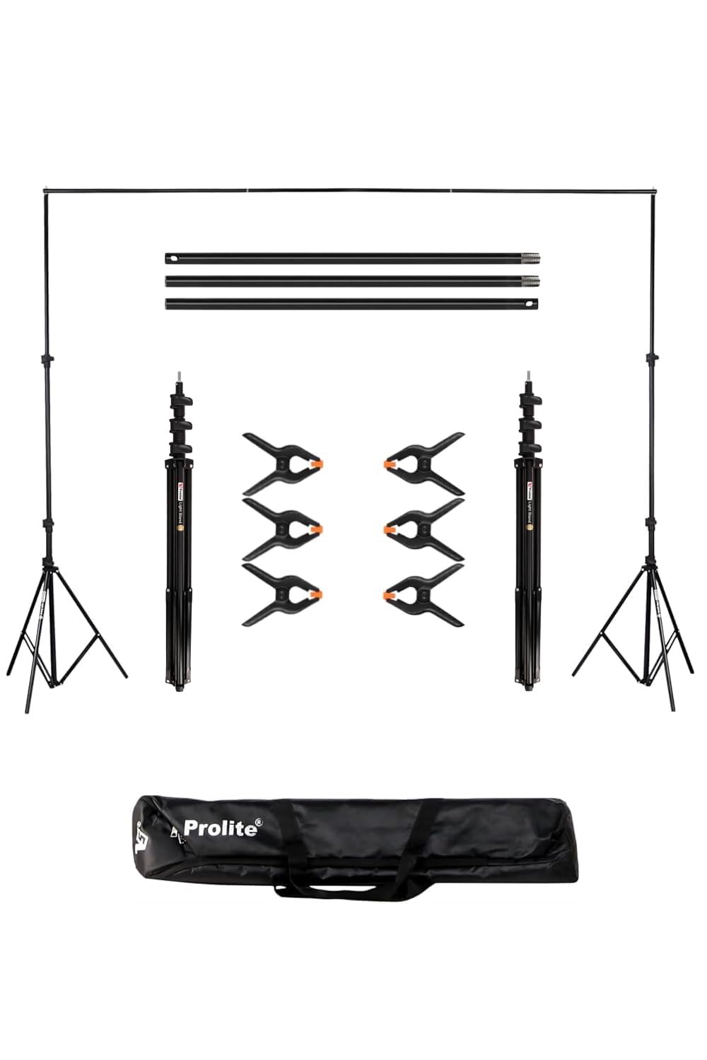 PROLITE Heavy-Duty Background Stand Kit (9ft x 9ft) with 6 Clamps | Adjustable Backdrop Support for Photography & Video | Portable & Foldable with Carry Bag