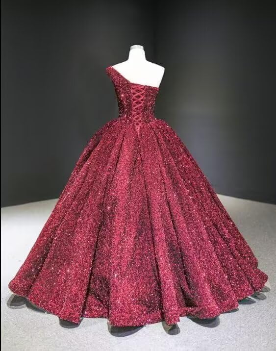 Sequin Flower Girl Dress One Shoulder Sequin Pageant Dress for Girls Sparkly Princess Kids Formal Party Dress2