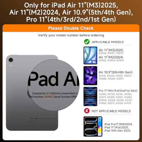 Image of Transparent Case with Keyboard iPad Air 11 Inch (M4 /M3 /M2, 2026 /2025 /2024) / iPad Air 5th /4th Generation 10.9 inch / iPad Pro 11 inch 1st /2nd /3rd /4th Trackpad, Pencil Holder, 7-Color Backlit, Rotatable, black
