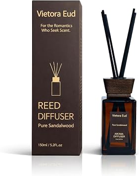 Natural Sandal Wood Reed Diffuser - 5.6 Fl Oz for Home& Office, Bathroom&Shelf Decor| Long Lasting Air Freshener|Gift for Women, Housewarming&Birthday