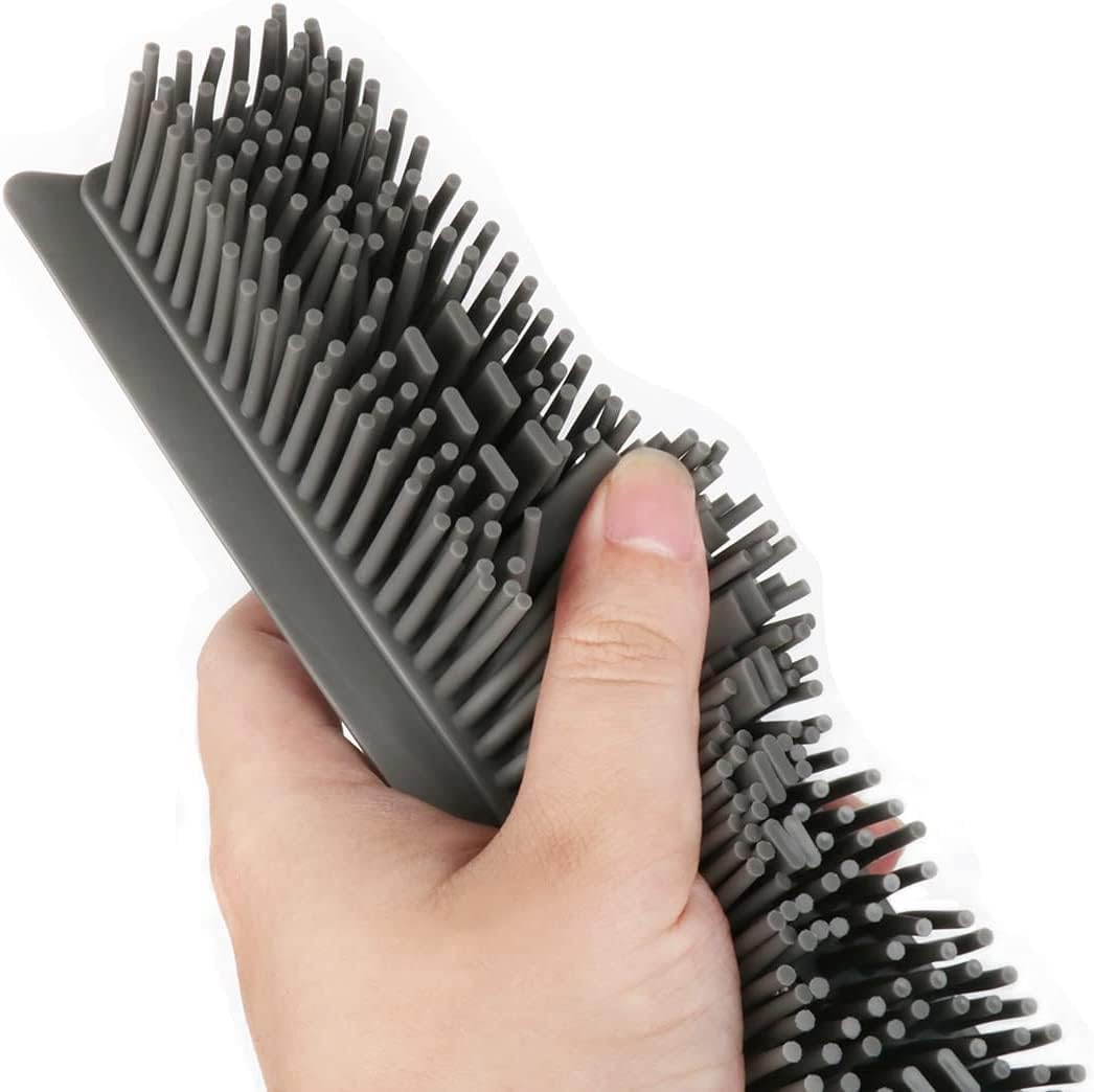 JIUNENG Scopa in Silicone con Manico Lungo, Senza Graffi, Scopa in Gomma per la Rimozione dei Peli di Animali Domestici, per Pavimenti Moquette Piastrelle Finestre Giardini, Bianco