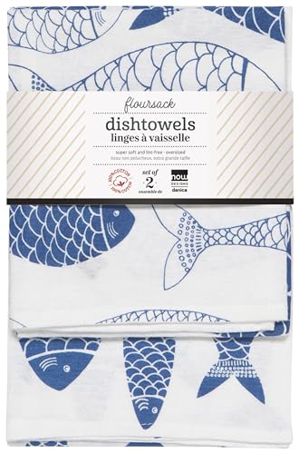 Image of Now Designs Floursack Dishtowels Set of 2 | Royal Blue Fish Market