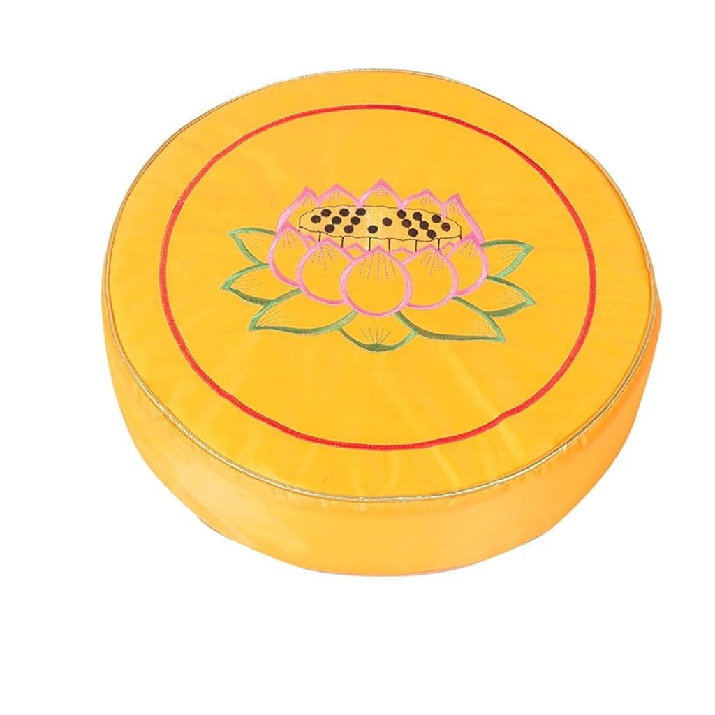 Zlsnoble Yellow Universal Meditation Cushion, Chinese Lotus Yoga Floor Pillow, Round Decorative Meditation Pillow For Sitting On The Floor Meditation Accessories Ancestral Prayer Cushion