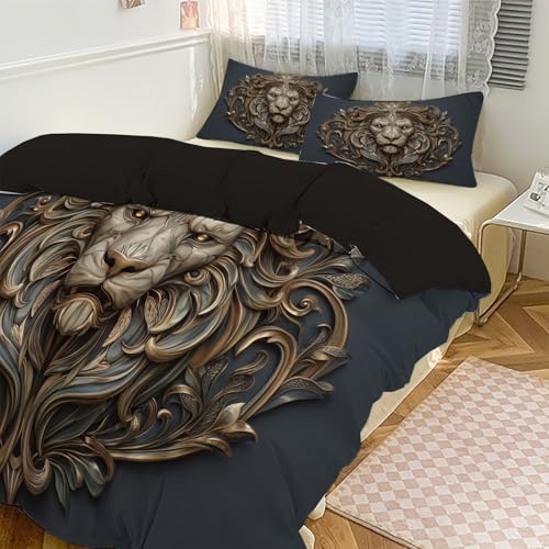 Parure de lit lion avec fermeture éclair pratique - 3