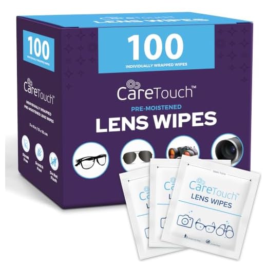 Care Touch Lens Wipes for Eyeglasses | Individually Wrapped Eye Glasses Wipes | 100 Pre-Moistened Lens Cleaning Eyeglass Wipes