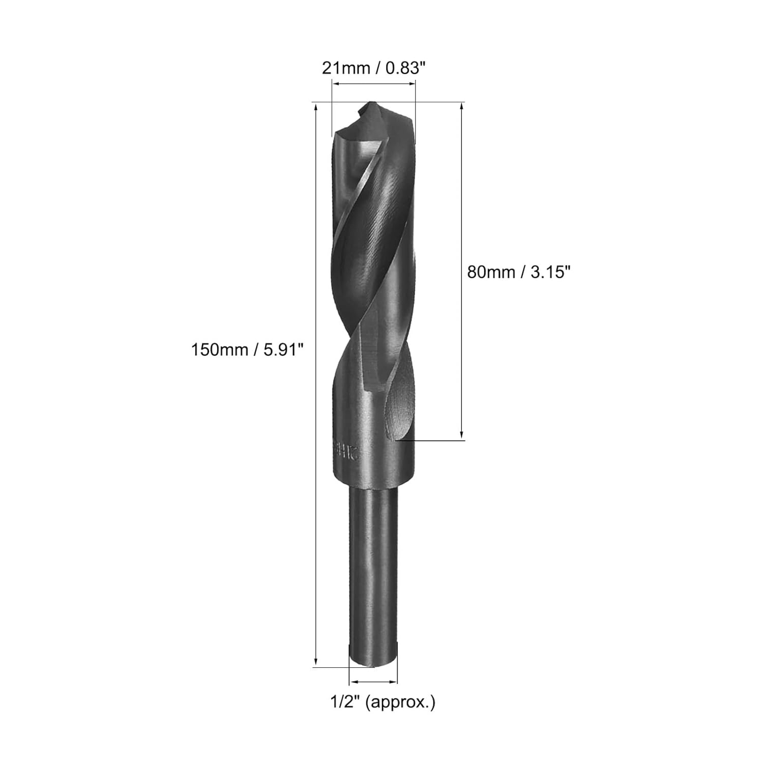 2pcs 17mm Twist Drill Bits Black Nitride Coated HSS-9341 with 1/2" Reduced Shank DIOBFZFY