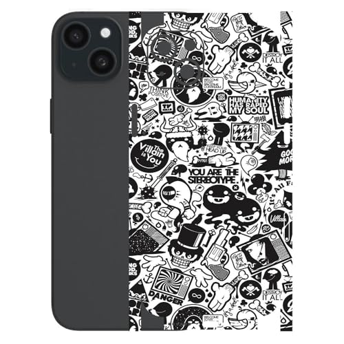 Image of AtOdds - Full Body Back Screen Guard Protector Film - Lamination Wrap Skin Sticker for iPhone 15 Plus | Scratchproof Matte Finish (Design -B&W Graffiti)