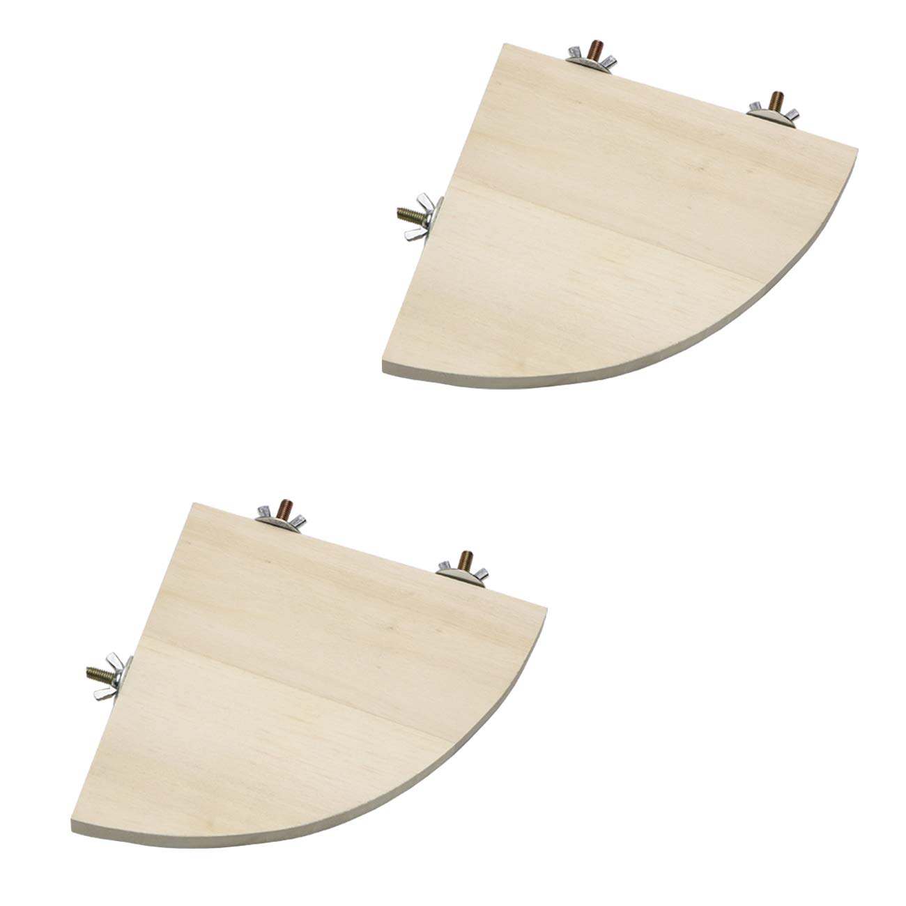 WonteeBird Perch Stand 2 Pack Wooden Platform Corner Ledge for Budgies Cockatiels Conures African Greys Rats Gerbils Chinchillas Squirrels (M (6.7"x6.7")