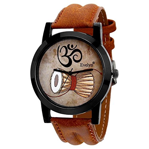 Evelyn Analogue Om Mahadev Damru Print Brown Dial Brown Leather Belt Wrist Watch for Men & Boys|Shiv Bhakt Edition (B07F71KSXJ) Amazon Price History, Amazon Price Tracker