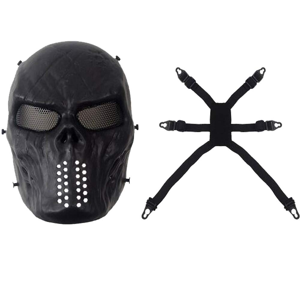 ATAIRSOFT Taktische Airsoft Paintball Skelett Schädel Maske, CS schützende Vollgesichtsmaske für Halloween Cosplay Maskerade