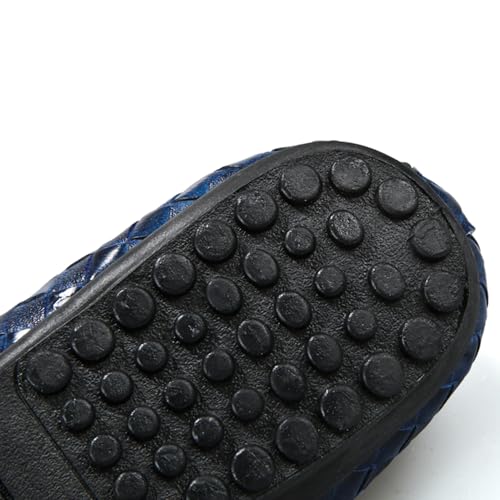 Men's Woven PU Leather Slip-on Loafers Black Casual Driving Moccasins Handwoven Breathable Comfort Outdoor Walking Shoes4