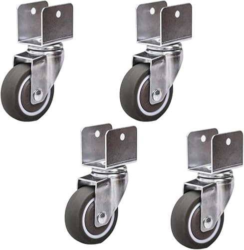 ROHCGHC furniture wheel, Heavy Duty Castor,Swivel Caster Wheels for Cribs,with U-Type Bracket,2in 50mm Rubber Furniture with Brakes(4swivel,20MM U Bracket)