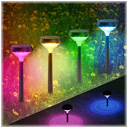 Linkind Lampes Solaires Jardin, Éclairage Solaire Exterieur Étanche IP54 avec 3 Modes d'Éclairage et Plage de luminosité 2 m, Lumière Décoration pour Allée, Cour, Terrasse. Multicolore, 4 pcs.
