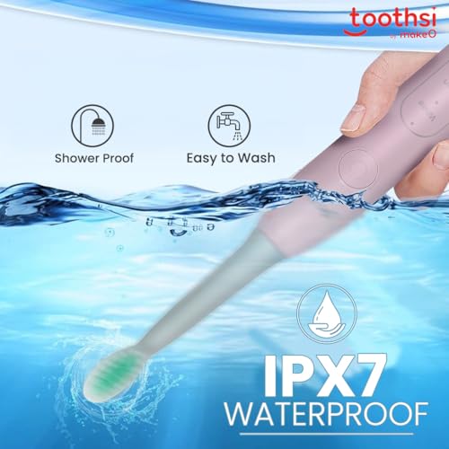 Image of Toothsi Electro i8 Sonic Electric Toothbrush | Smart Electric Toothbrush for Men & Women | with 5 Modes & 3 Brush Heads | IPX 7 Waterproof | Rechargeable | Oral Care | Pink