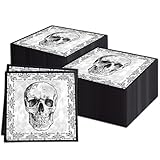 Halloween Servietten 40 Stück, Schädel Design Halloween Party Deko Servietten 33x33cm, Gruselige HalloweenTischdeko