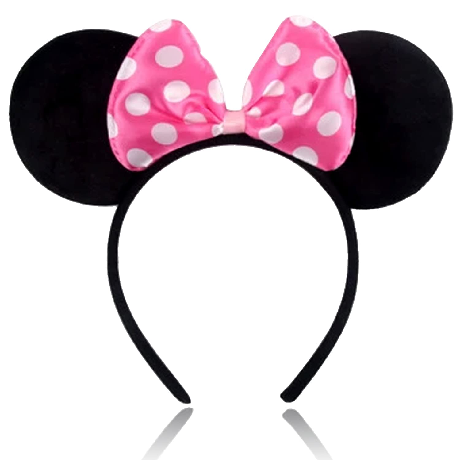 TEBWPIY Mouse Ears Headband with Bow Headband Glitter Cute Mouse Ears Costume Headpiece for Party Decoration Headwear Accessories for Adult Girls Baby