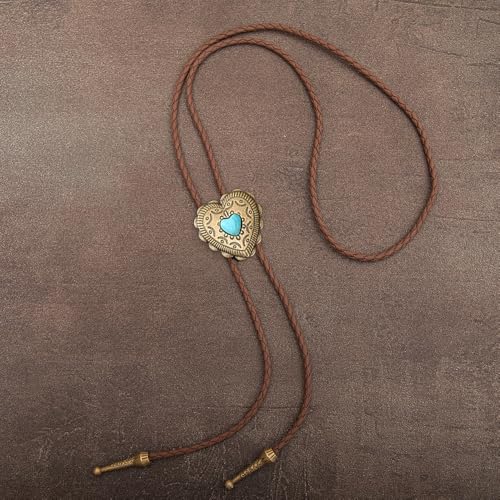 Image of Joxevyia Bolo Tie for Men Vintage Cow Skull Leather Rope Western Cowboy Necktie Vintage Bola Tie Gift for Him