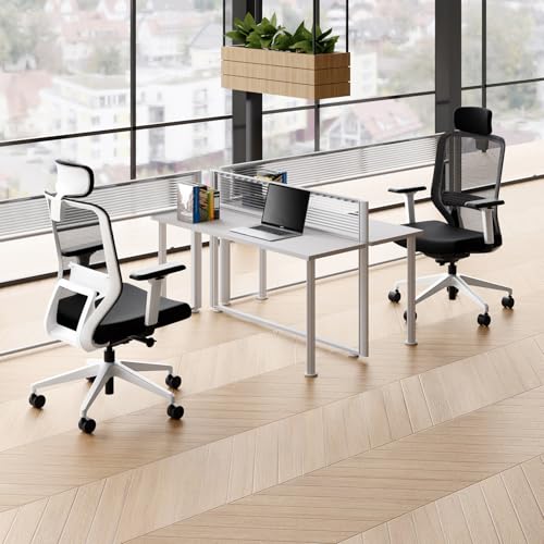 Image of Interio by Godrej Greta 2.0 High Back- Fabric Ergonomic Office Chair (Black Ink with White Body, Set of 2) 1 Year Warranty, Adjustable Armrest, Cushioned Headrest