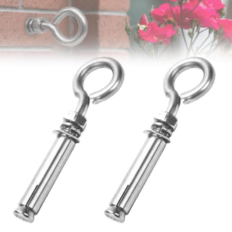 Image of 5 /16 inch X 4-3 /16 inch Concrete Hooks Heavy Duty Lag Bolts for Concrete Wall and Rock - Eye Bolt Anchor Expansion Hooks Cement Anchors for Hanging in Walls