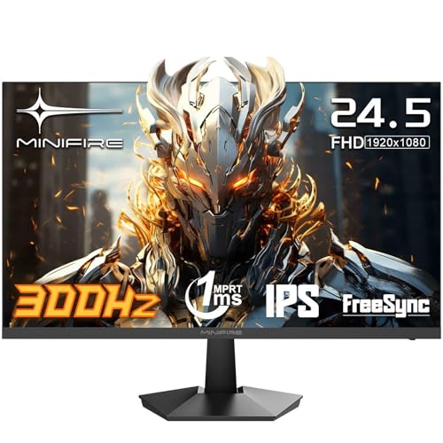 Minifire Gaming Monitor 24.5 Zoll, 240Hz/300Hz, 1Ms, FHD, FreeSync, IPS-Panel, HDR Ready,sRGB 120%, Eye-Care, HDMI 2.0 & DisplayPort 1.4, VESA 75x75 -Schwarz(MFG25X1 PRO)