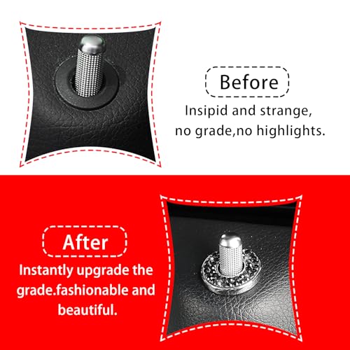 Image of ijuicy 4 PCS Bling Inner Car Door Lock Cover Stickers, Rhinestones Pull Rod Bolt Decoration Stickers, Bling Car Accessories for Women, Compatible with Benz A /B /C /D /E Class (Black)