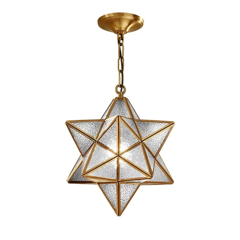 Mjsdjof Moravian Star Pendant Light With Glass Cover, Vintage Chandelier Lamp Rustic Industrial Edison Hanging Light Retro Ceiling Light Fixture 1-Light, Brassy