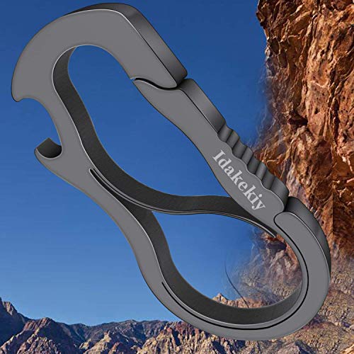 Idakekiy Stainless Steel Anti-Lost Keychain Carabiner Opener Larger Version (2Pcs Dark Gray) - Thumbnail 4