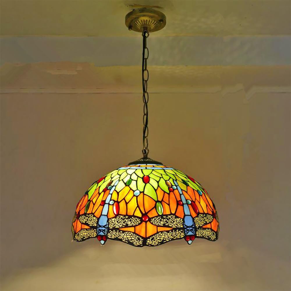 SXWNBIFH Contemporary Restaurant Chandelier American Countryside Living Room Bedroom Hotel Corridor Color Glass Pendant Lamp (B D40CM)