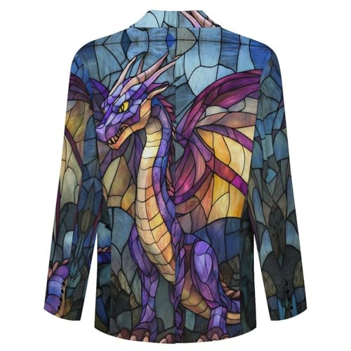 Dragon Stained Glass Classic Suits Blazer for Men Business Tuxedo Jacket Sport Coat Two Buttons4