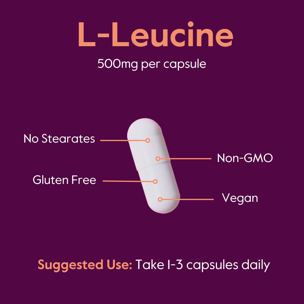 BESTVITE Filler-Free L-Leucine 500mg per Cap (240 Veg Caps) - No Stearates — Amazon image 5
