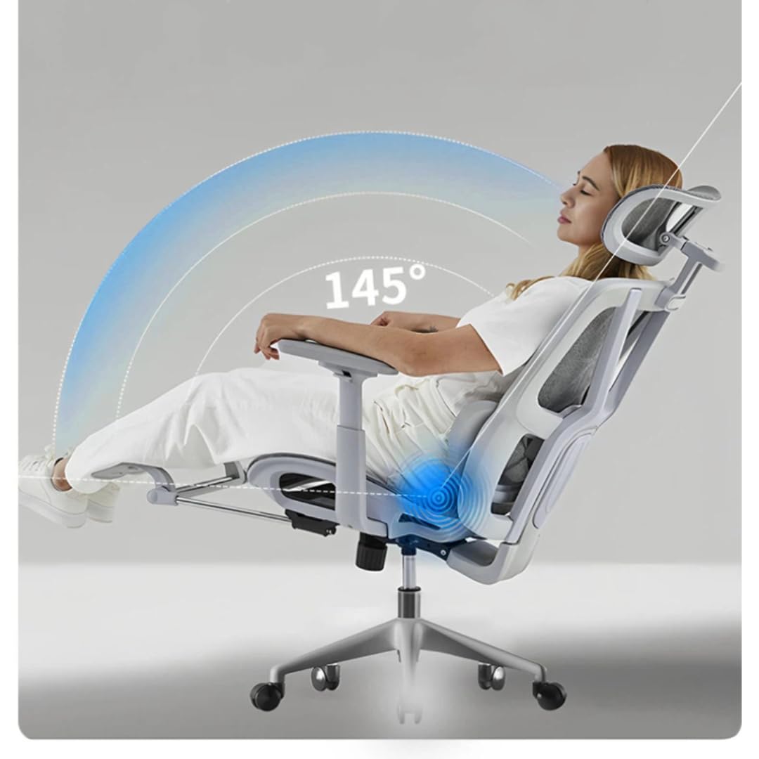 Sedia Ergonomica Supporto Lombare Sedia Reclinabile Adatta A Casa Sedie Con Schienale Comode Per Lunghi Periodi Seduta Da Computer Sedie Da Gaming (Grigi Senza Poggiapiedi)