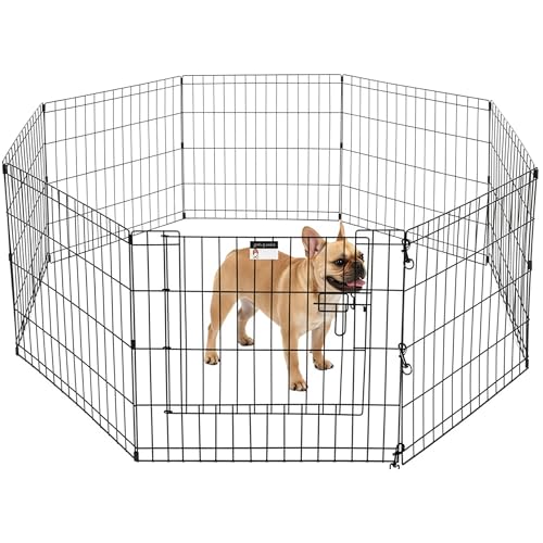 Puppy Playpen - Foldable Metal Exercise Enclosure with Eight 24-Inch Panels - Indoor/Outdoor Fence for Dogs, Cats, or Small Animals by PETMAKER