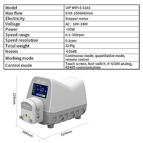 K Kamoer UIP WIFI E-S183 Kamoer Uip Wifi E Affordable Intelligent High Flow Peristaltic Pump Stepper Motor 100V-240Vac Adjustable Dosing Pump 0.03-1500Ml/Min Touch Screen Control thumb #1