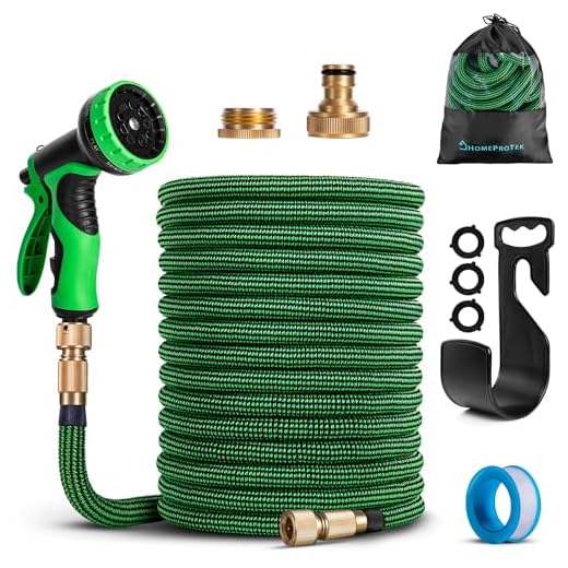 HOMEPROTEK Tubo Acqua Giardino 30 Metri Tubo Estensibile Da Giardino - Canna Acqua Giardino Con Pistola Acqua Giardino a 9 Modalità di Spruzzo - Tubo Irrigazione con Raccordi in Ottone da 1/2" e 3/4