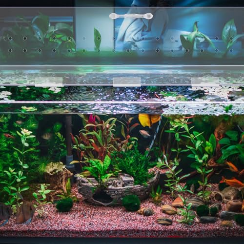 Image of Sieral Aquarium Polycarbonate Canopy Set 35.13 x 17.13 x 0.12 Inch for 50 /65 /84 Gallon Without Center Brace Aquariums Cover Fish Tank Lid with a Hook Knife, Breathable Hole, Handle Clear