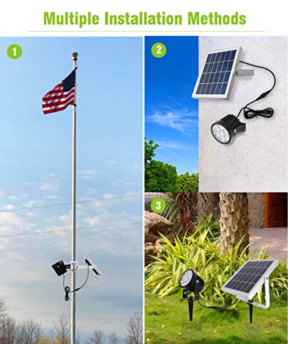 Aponuo Solar Flagpole Light,Flag Pole Light Solar Powered Bracket Design Fits 1.4-3' Flag Pole 2 Brightness Dusk To Dawn Ip65 Waterproof Brightest For Flag Pole Outdoor Landscape Flag Patio thumb #2