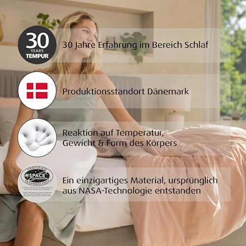 TEMPUR Original Schlafkissen Memory Foam, ergonomisches Nackenstützkissen für Seiten- und Rückenschläfer, Liegefühl fest, M (50 x 31 x 10/7 cm), Weiß