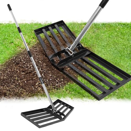 Rastrillo nivelador de césped 36x10 pulgadas con mango ajustable miniatura 1