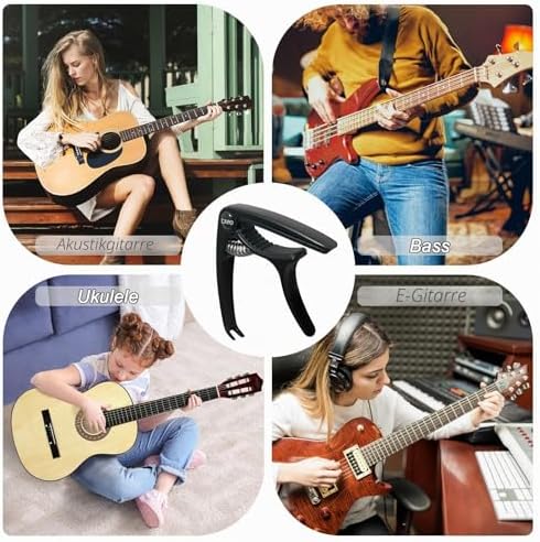 Kapodaster, Capo Gitarre, Kapodaster für Gitarre mit 6 Plektren, Trigger Kapodaster Capotastos für akustische E-Gitarren und Ukulele, Material Zinklegierung - View 8