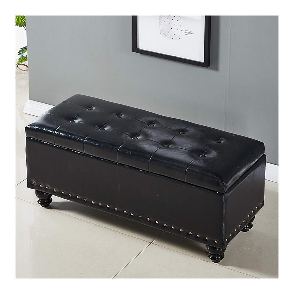 Tabouret de rangement multifonctionnel noir pour ranger les jouets