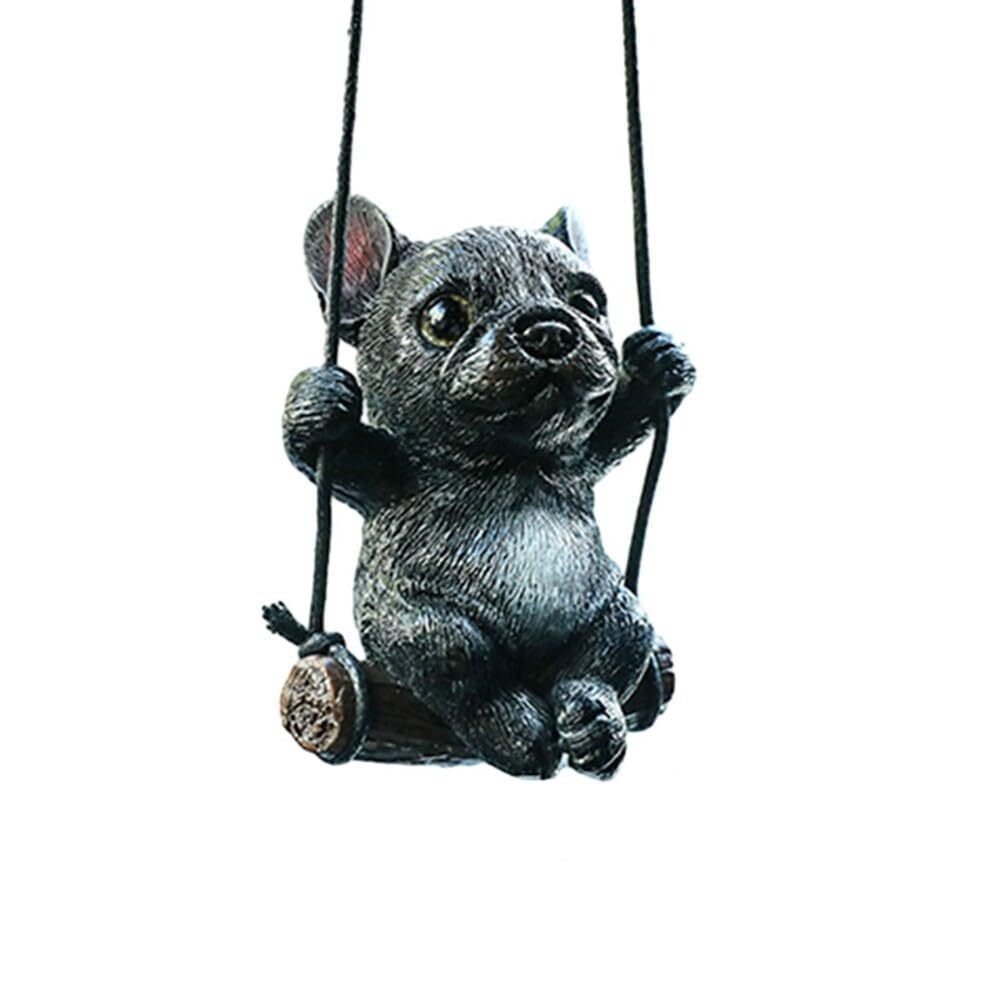 Sasibiyb Pendentif Volant De Voiture Pendentif De Voiture Balançoire Pendentif Voiture Retroviseur Chien Pour Rétroviseurs De Voiture (Golden Chain Lunettes De Soleil Blanc Bulldog