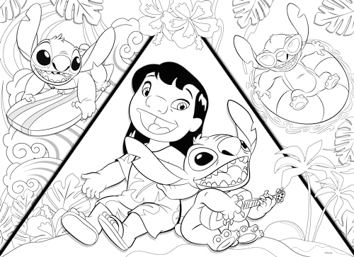 Lisciani - DISNEY LILO & STITCH Maxi-Bodenpuzzle - 150 Teile - Für Kinder ab 6 Jahren - 50x70cm - Großes Puzzle Tropische Erkundung mit Lilo und Stitch - Entwickelt Reflexion und Geschicklichkeit