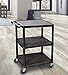 Luxor Multipurpose Storage Utility Cart 3 Shelves Structural Foam Plastic - Black