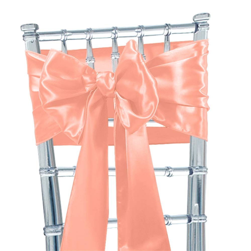 Time to Sparkle 20PCS Satin Chair Cover Sashes - Coral — image 1